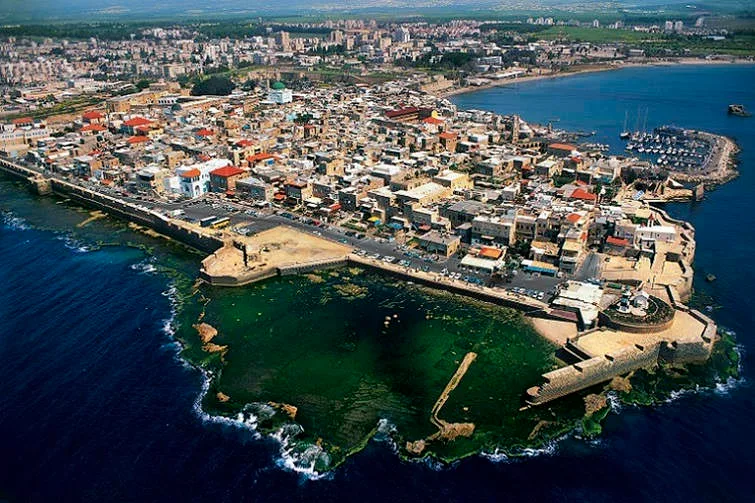 aerial view of akko in israel