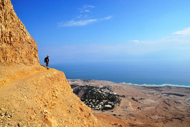 hiker in ein gedi nature reserve