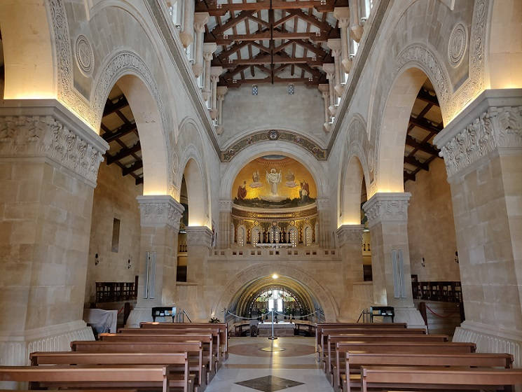 inside the church of transfiguration on mount tabor