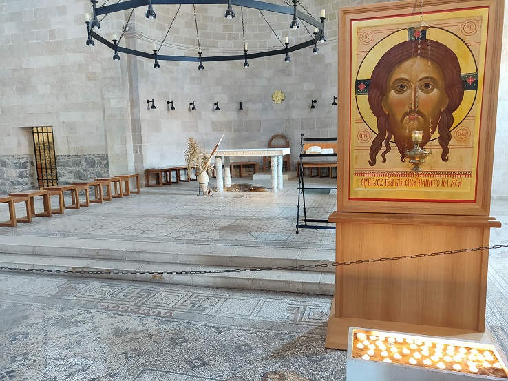 Tabgha Israel inside the Church of Multiplication of loaves and fishes