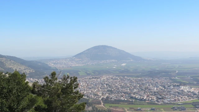 View of mount tabor from Mount Precipice Nazareth israel