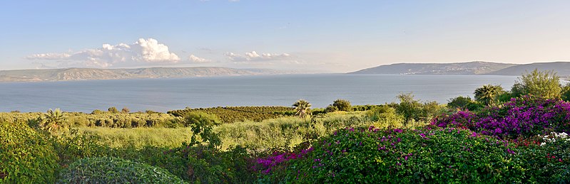 View of sea of galilee from the Mount of Beatitudes in israel