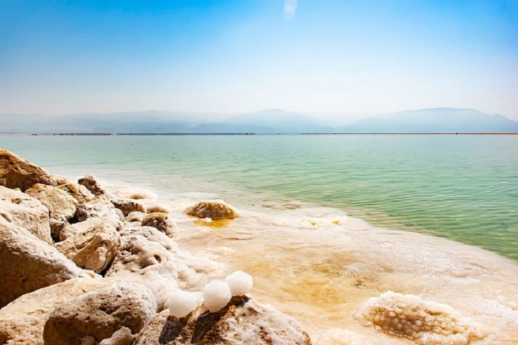 dead sea salt on the beach