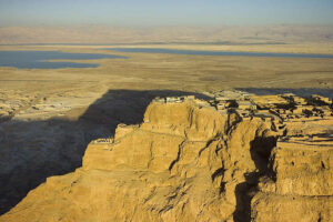 aerial view of Masada near the dead sea
