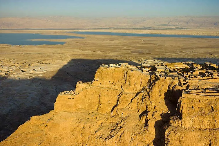 aerial view of Masada near the dead sea