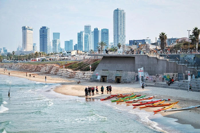 aviv beach in tel aviv israel