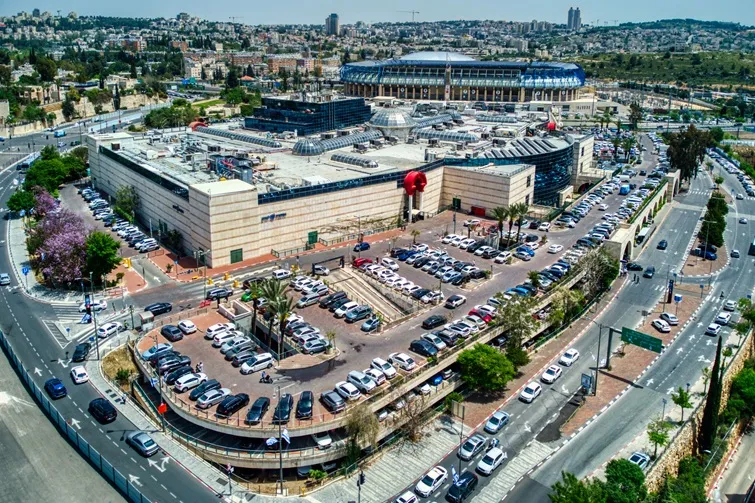aerial view of malha mall in jerusalem