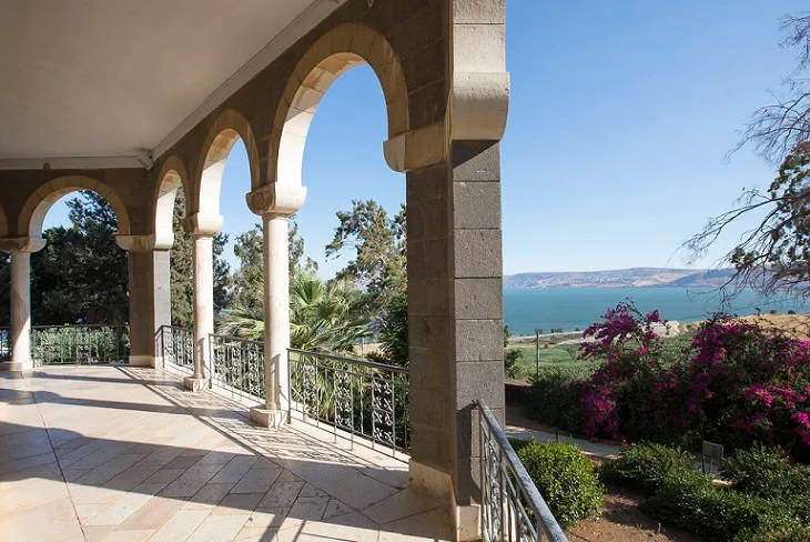 mount_of_beatitudes_and_sea_of_galilee_israel mount of beatitudes and sea of galilee israel