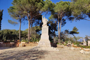 statue of elija at deir al-mukhraqa carmelite monastery
