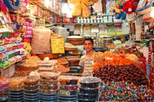 sweets stalls at jerusalem market