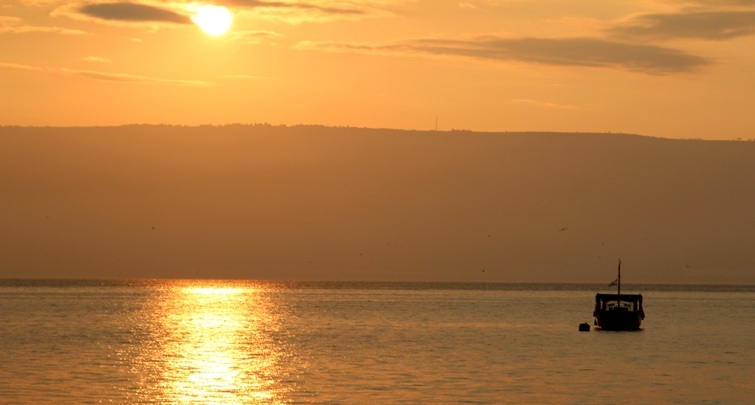 sunrise over sea of galilee in israel