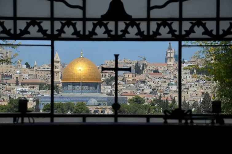 view of old city from dominus flevit church in jerusalem